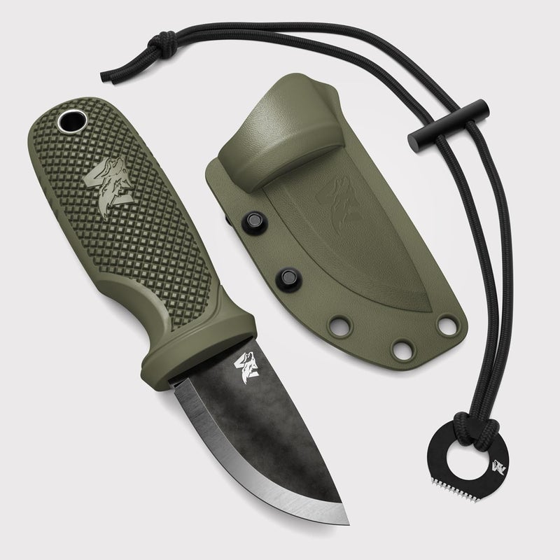 ODENWOLF W-MINI 2 - EDC Neck Knife with Sheath and Necklace - Small EDC Fixed Blade Knife Necklace and Belt Clip - Pocket Fixed Blade Knives - Full Tang Neck Knife with Sheath Tactical + Fire Starter - Image 1